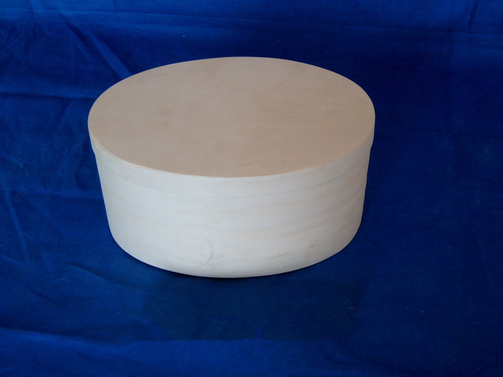 Round natural-wood cylindrical wooden box with flat top, unfinished
